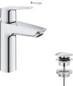 RRP £86.99 - GROHE QUICKFIX Start - Wash Basin Mixer Tap with Click-Clack Push Waste Set (Metal Lev
