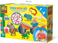 SES Creative - My First Dough Mega Set with Tools - 7 Pots of Clay Play Dough and Activity Cards, S