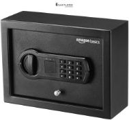 Amazon Basics Small Slim Desk Drawer Security Safe with Programmable Electronic Keypad, Black, 30 c
