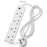 STATUS 4 Way Socket Extension Lead, 1m Cable Multi-Plug Power Strip for Home & Office Use, Wall Mou