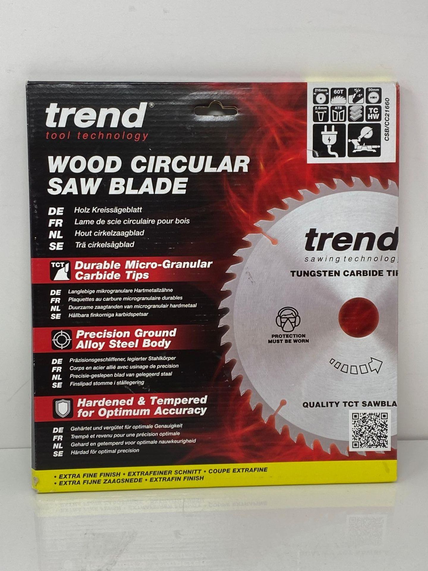 NEW - Trend Wood Mitre Saw Blade, 216mm Diameter, 30mm Bore, 60 Teeth, 2.6mm Kerf, -5° Hook, TCT, E - Image 2 of 4