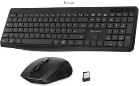 KOORUI Wireless Keyboard and Mouse Rechargeable Quiet Mouse Keyboard Set German Layout QWERTZ with