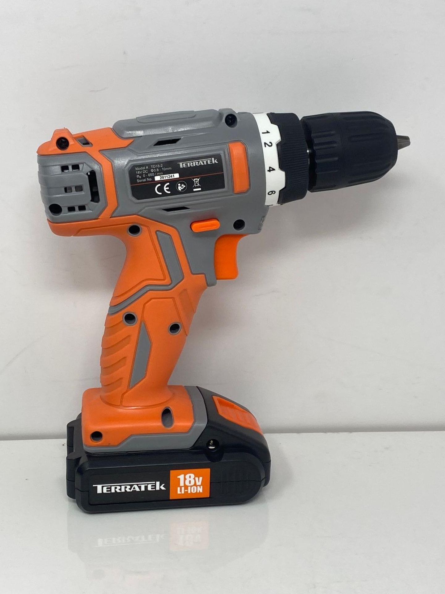 Terratek Cordless Drill Driver 18V Lithium-Ion, 13Pc Electric Screwdriver Set, LED Work Light, Elec - Image 3 of 5