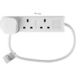 STATUS 3 Socket Extension Lead, 0.5m Compact Cable 13A Power Strip for Desks and TV Units, White (3
