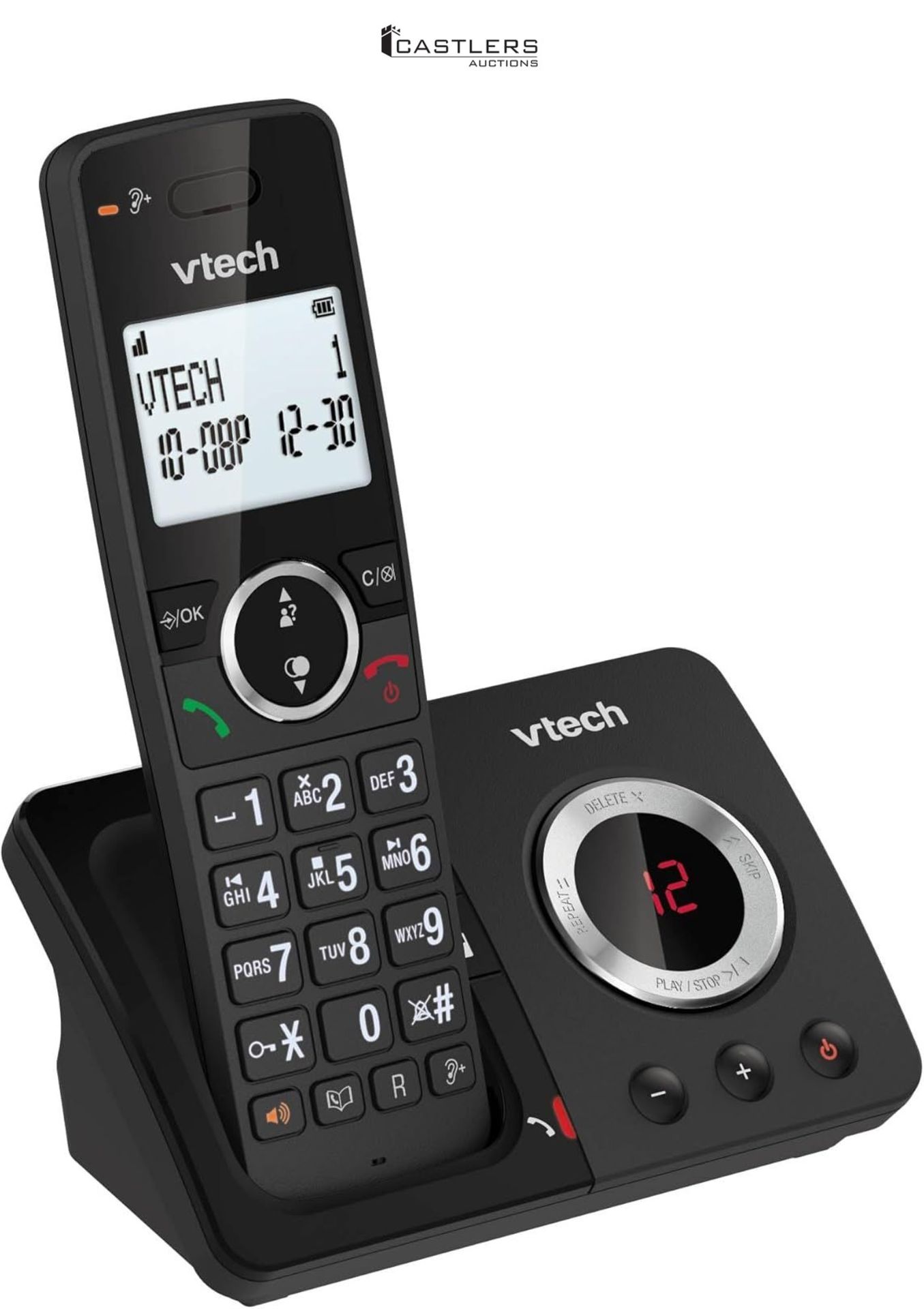 VTech ES2050 DECT Cordless Phone with Answering Machine,Call Block,Easy-to-Read Backlit Display,Lan