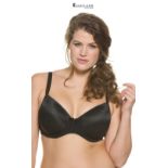 Ulla Popken Women's Underwired Bra, Soft Cup Non-Padded Wired Bra Black 48D