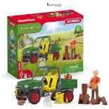 SCHLEICH Farm World - Working in The Forest Playset with Action Figure, Dog Figurine, Tractor Toy a