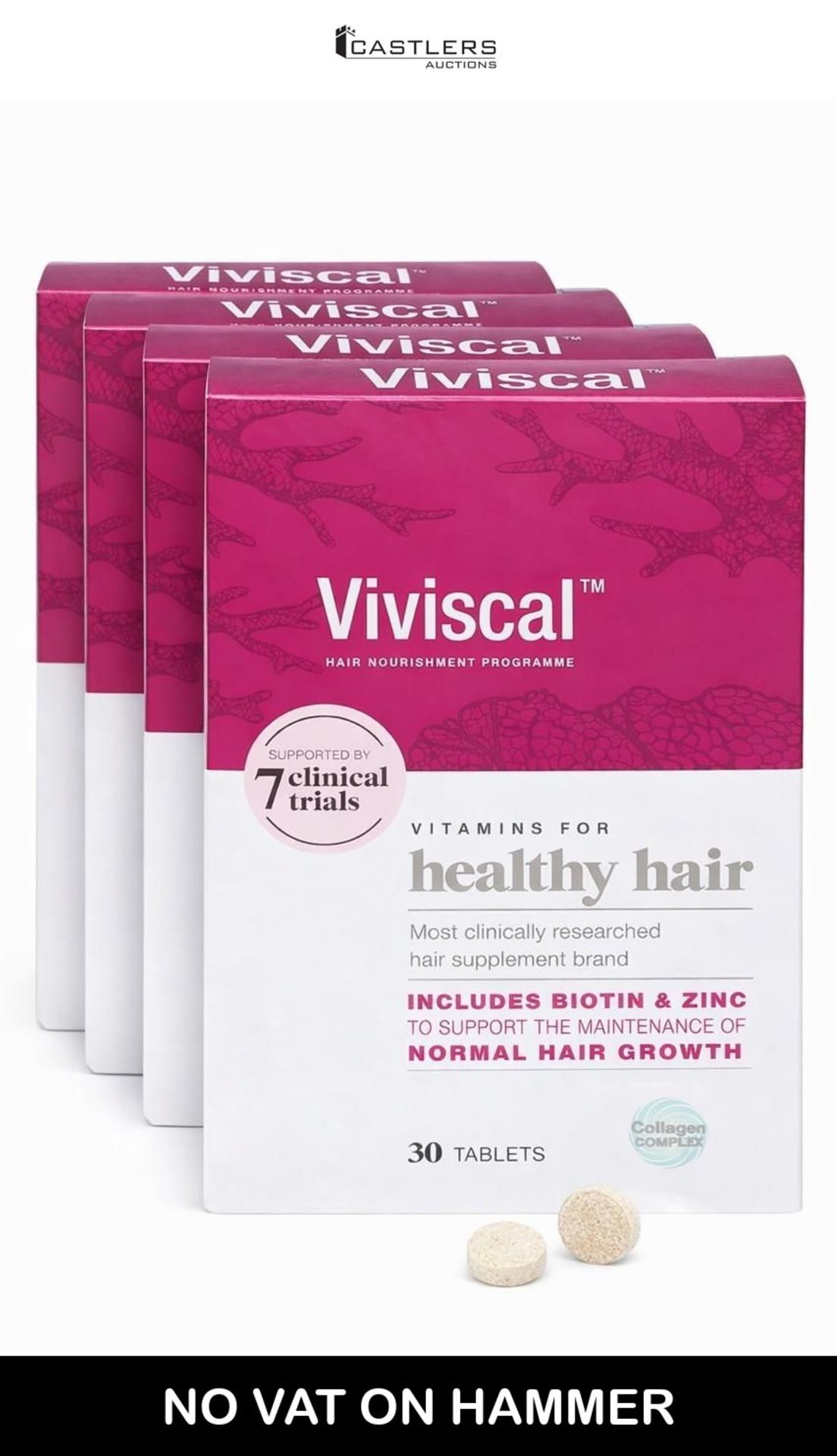 NEW - RRP £120.00 - 4 x Viviscal Hair Supplement for Women, Biotin & Zinc Tablets (120 Tablets)