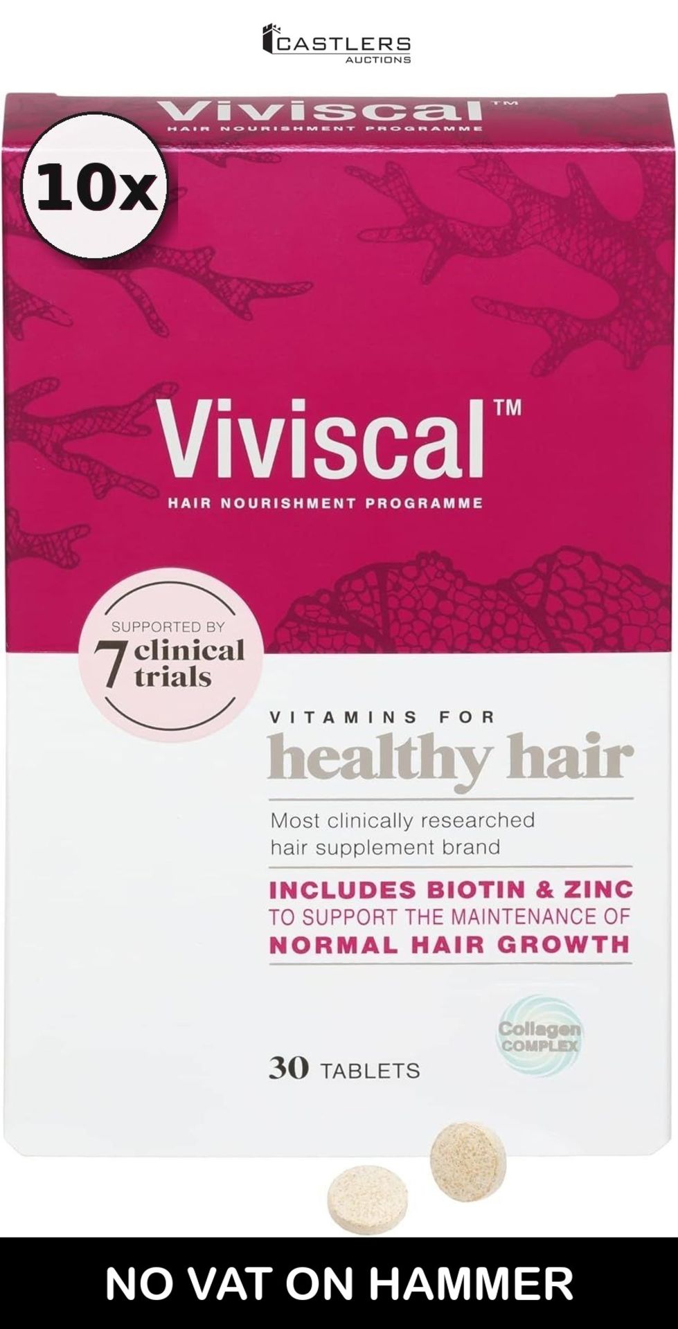 NEW - RRP £300.00 - 10 x Viviscal Hair Supplement for Women, Biotin & Zinc Tablets (300 Tablets)