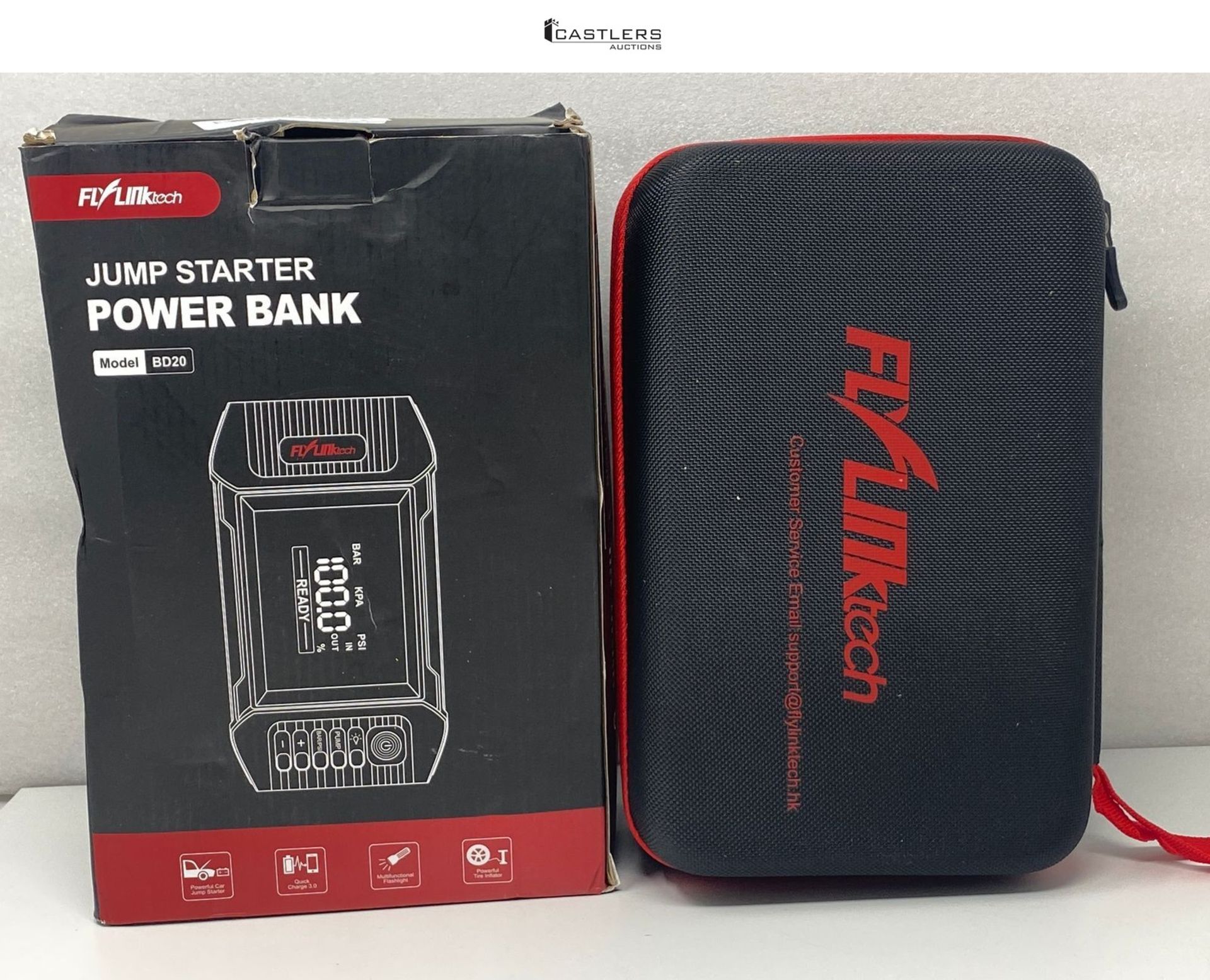 RRP £60.08 - Jump Starter Power Pack with Air Compressor, FLYLINKTECH 6000A Portable Car Battery Bo