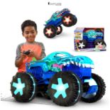 Hot Wheels Monster Trucks Remote Control Car, 1:15 Scale Mega-Wrex Alive Battery-Powered RC Vehicle