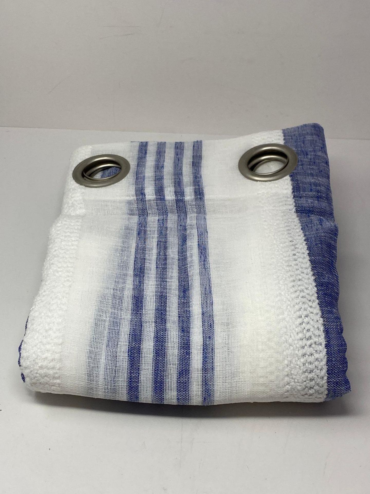 CAROMIO Semi Transparent Sheer Stripe Curtain Voile Eyelet Scarf Curtain for Living Room Farmhouse - Image 2 of 3