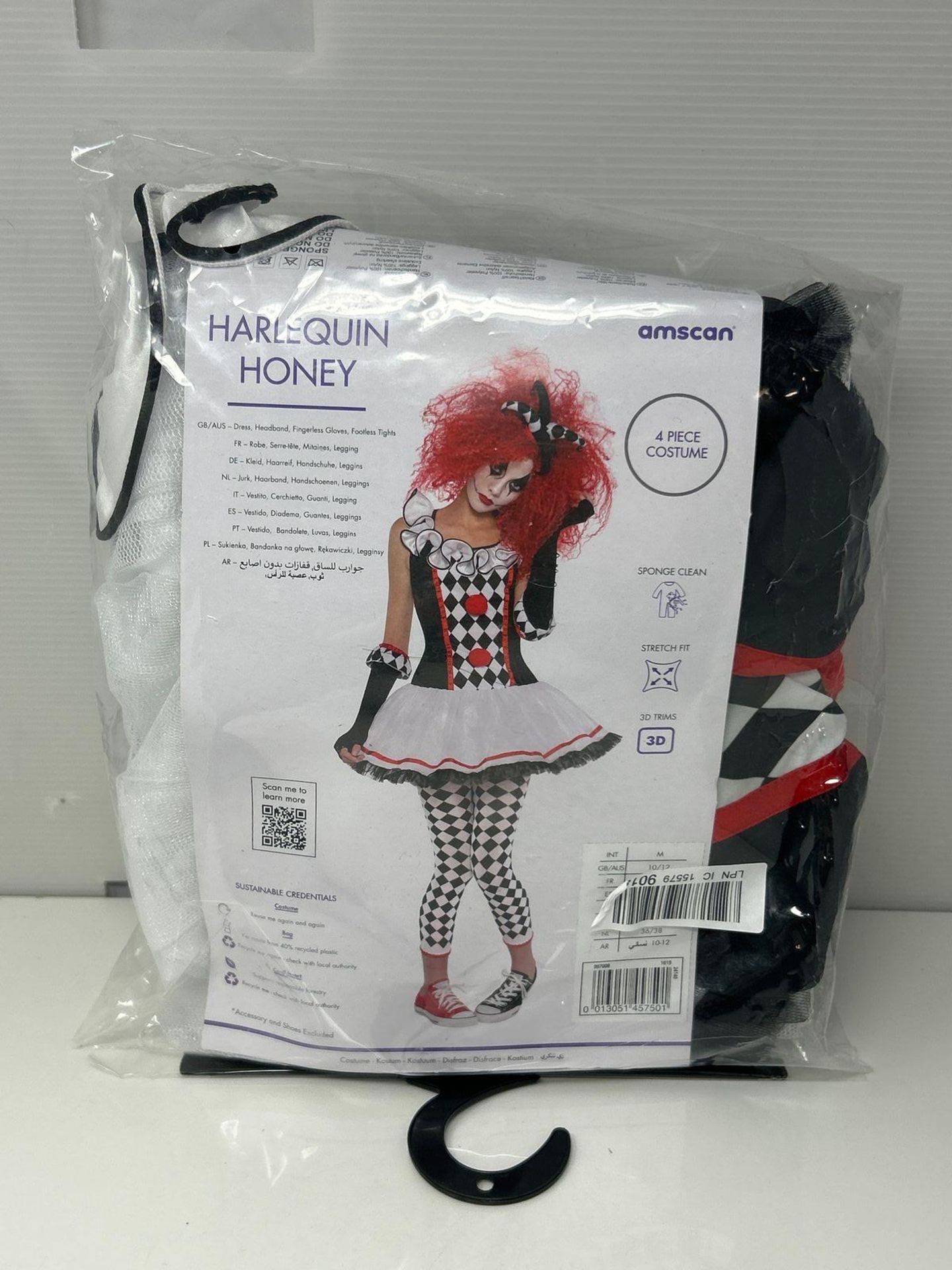 amscan Womens Harlequin Honey Halloween Fancy Dress Costume - Image 2 of 4