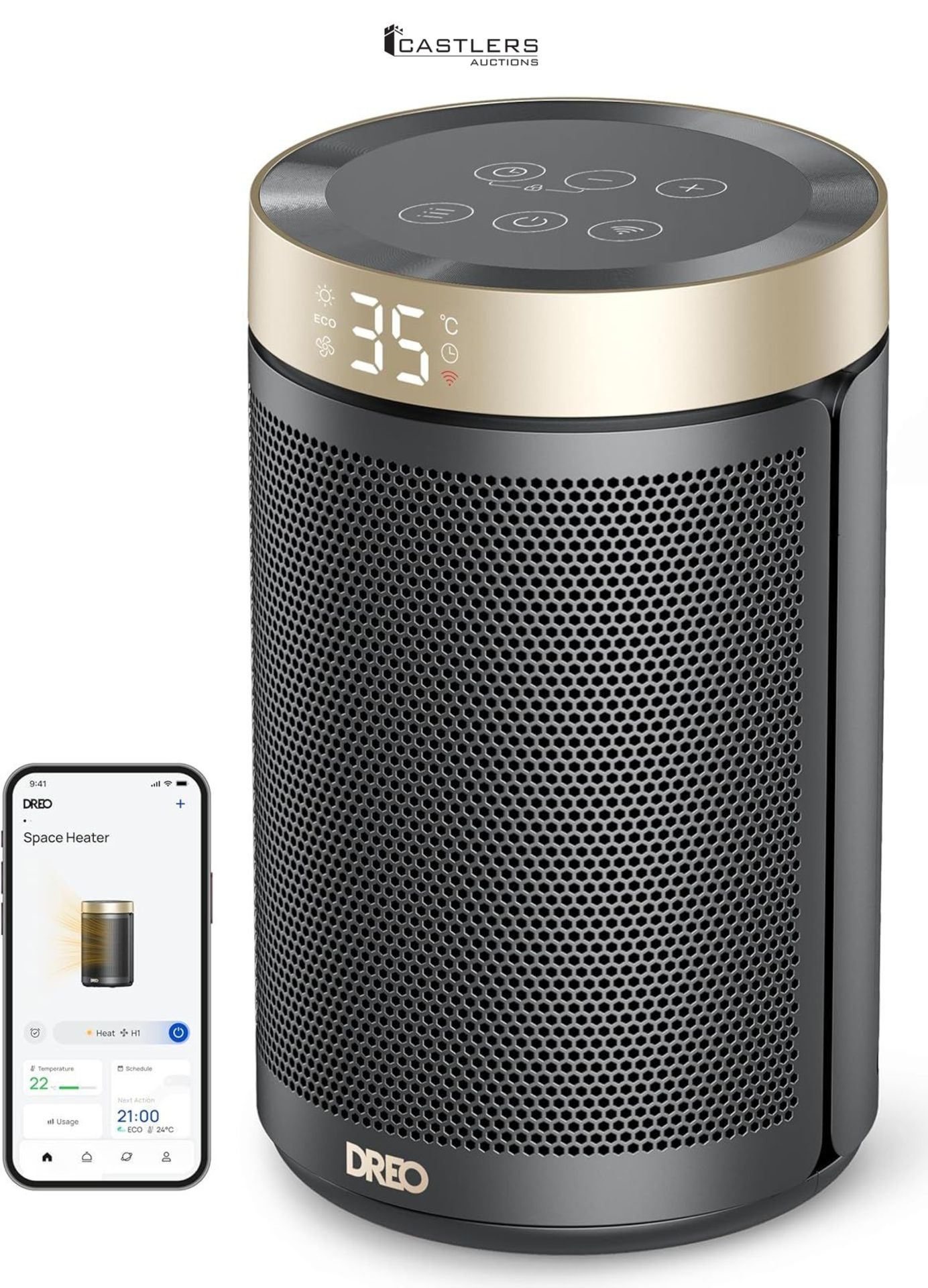 Dreo Smart Electric Heater, 1500W Energy Efficient Space Silent Room Heater, Portable Ceramic Fan H