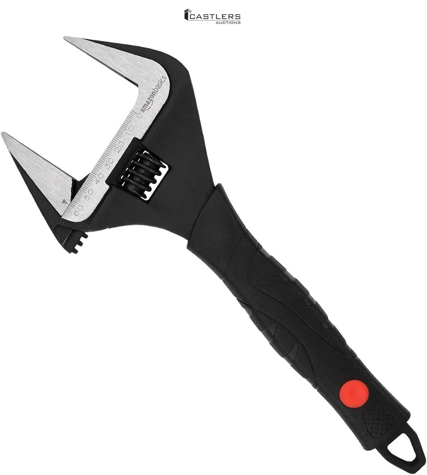 Amazon Basics Plumbing Adjustable Wide Jaw Wrench with Soft Grip, 16.1 cm L x 7.2 cm W x 1.5 cm H