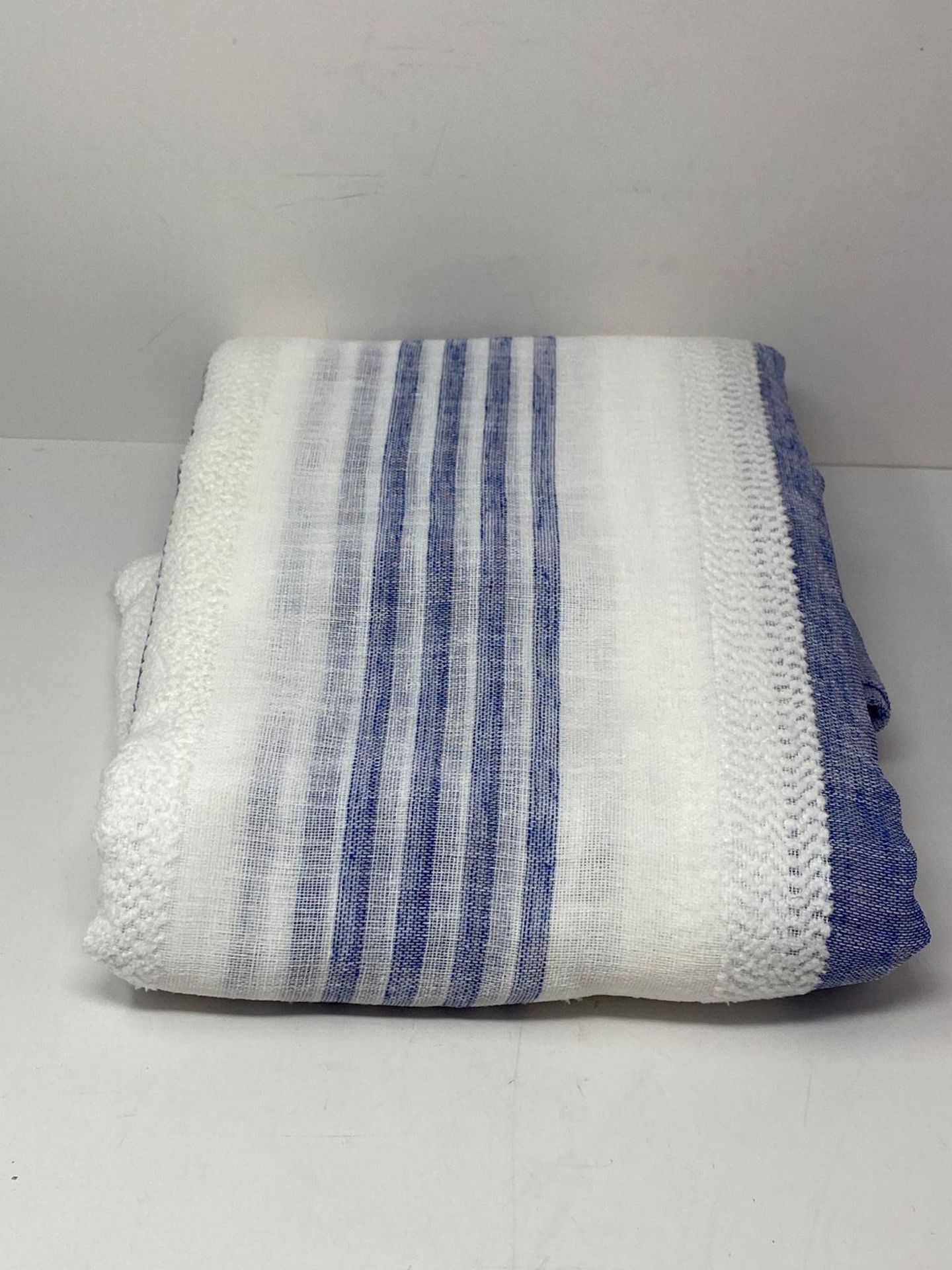CAROMIO Semi Transparent Sheer Stripe Curtain Voile Eyelet Scarf Curtain for Living Room Farmhouse - Image 3 of 3