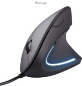Trust Verto Wired Vertical Mouse, Ergonomic Corded Mouse, 1000/1600 DPI, 1.5 m USB Cable, LED Light