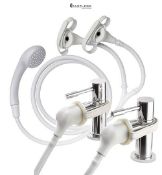 Croydex Secura Shower Head and Hose - Easy Install Push On Shower Attachment for Bath Taps with 175