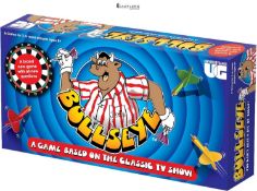 Bullseye Board Game, Classic TV Show Quiz with Magnetic Darts, Ages 14+, 2-8 Players, Blue