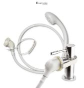 Croydex Secura Shower Head and Hose - Easy Install Push On Single Shower Attachment for Bath Taps w