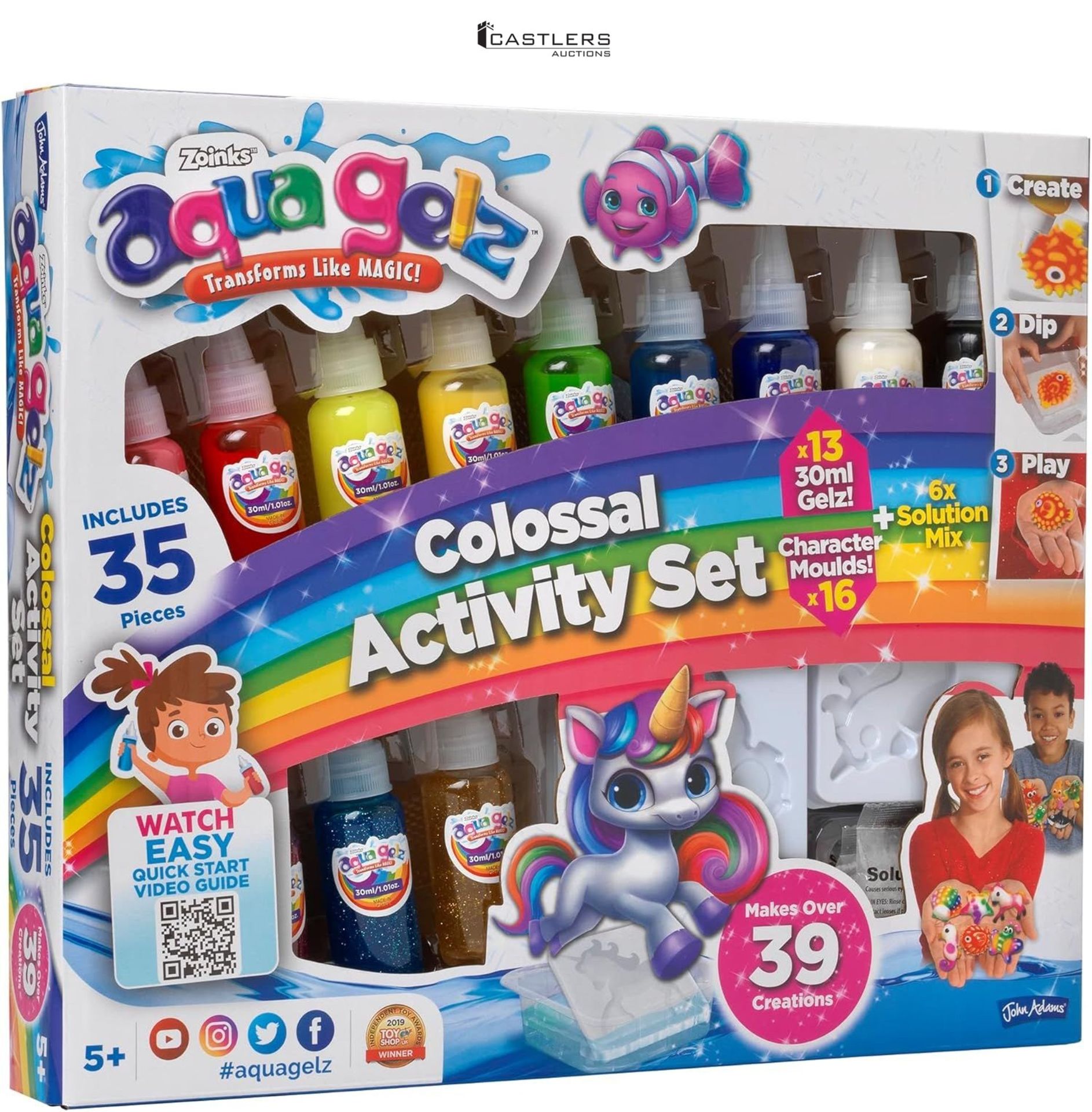 NEW - John Adams Aqua Gelz Colossal Activity Set | Create A Magical, Colourful World | Make 39+ Squ