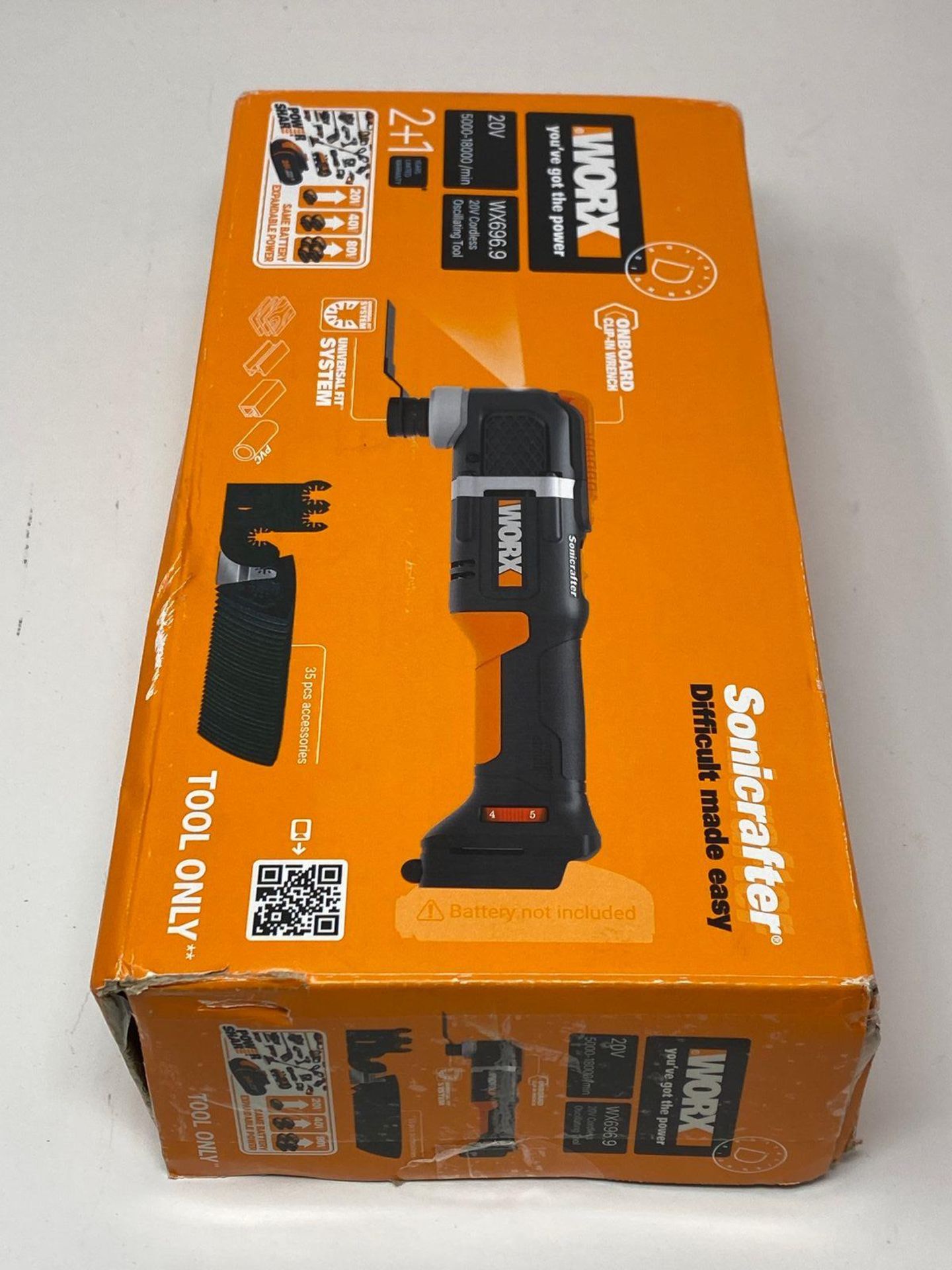 RRP £59.99 - WORX WX696.9 Sonicrafter Cordless Oscillating Multi-Tool, Power Share, Variable Speed - Image 2 of 5