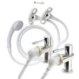Croydex Secura Shower Head and Hose - Easy Install Push On Shower Attachment for Bath Taps with 175