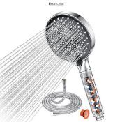 YEAUPE PRO Filter Shower Head and Hose - High Pressure 6 Modes Φ130mm Bathroom Shower, Remove Resid