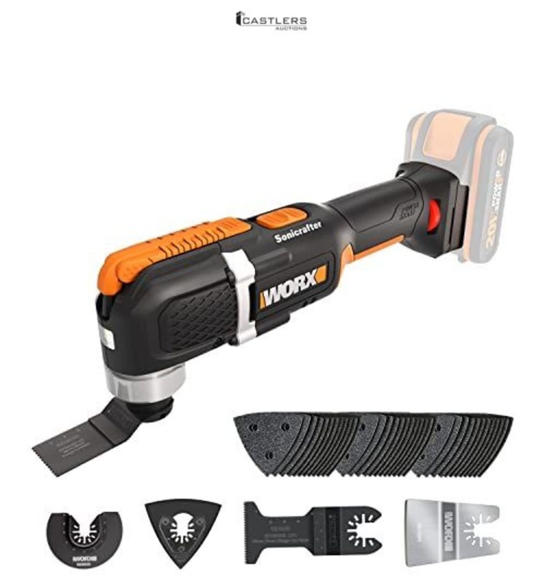 RRP £59.99 - WORX WX696.9 Sonicrafter Cordless Oscillating Multi-Tool, Power Share, Variable Speed