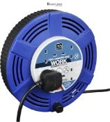 Masterplug Four Socket 15 Metre Cassette Reel, Large Extension Lead Cable Reel, Wind-Up Retractable