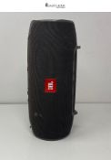 RRP £250.00 - black JBL Xtreme portable bluetooth speaker featuring a splash-proof design with a pr