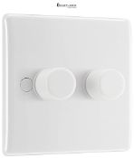 BG Electrical Intelligent Double Wall Dimmer Switch, 2 Way, Round Edge, Nexus 800 Series, White Mou