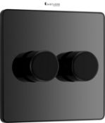 BG Electrical Intelligent Double Wall Dimmer Switch, 2 Way, Screwless Front Plate, Evolve, Black Ch