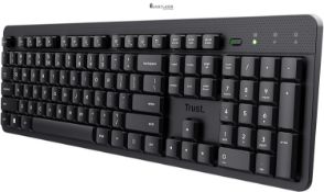 Trust ODY II Silent Wireless German QWERTZ Keyboard, Flat Keys, Splash Resistant, 2.4GHz RF USB Rec