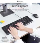 Trust Taro Pack Wired Keyboard and Mouse – French AZERTY Keyboard, Splash-Resistant, Quiet, 1.8 m U