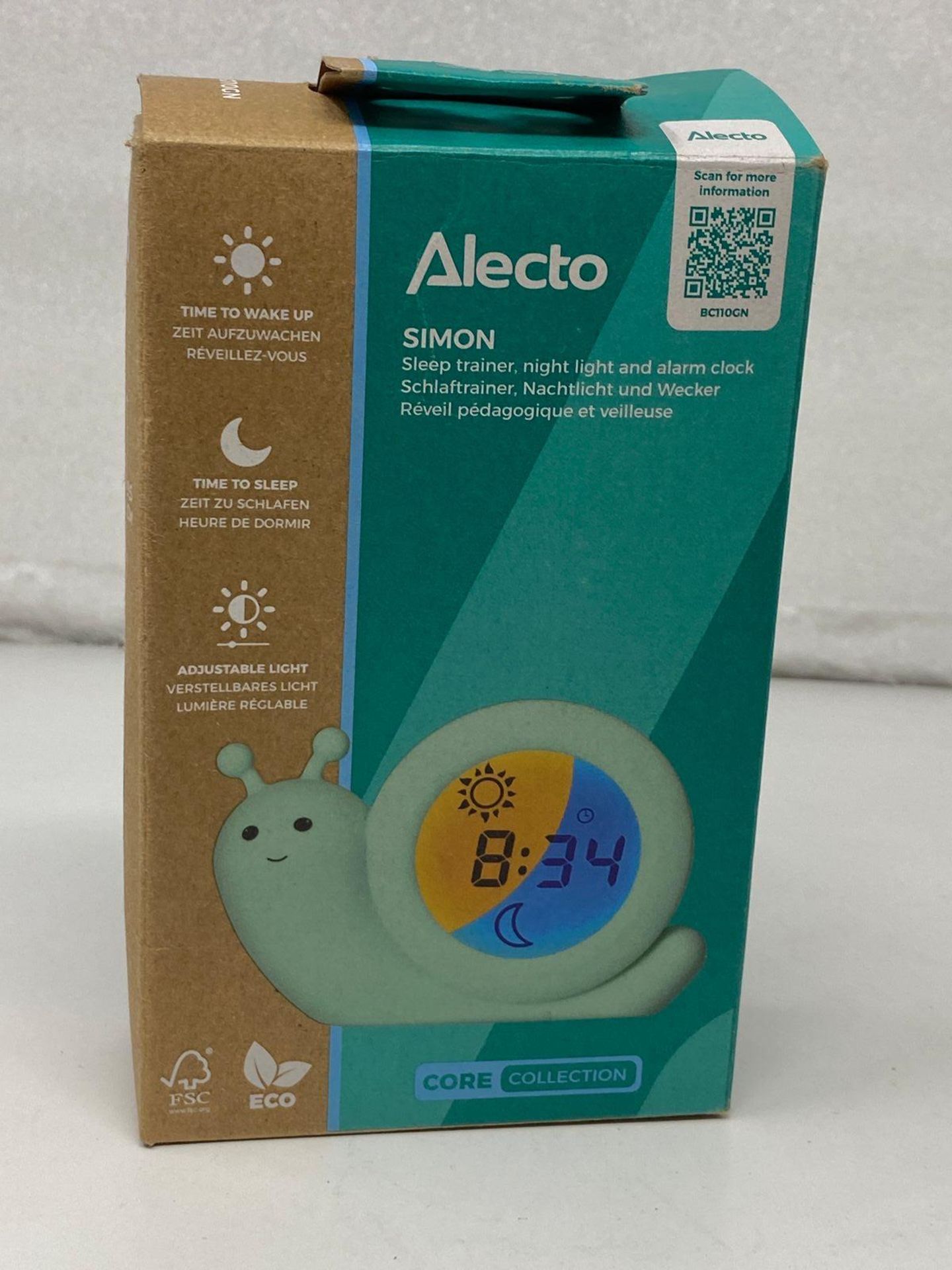Alecto BC110GN Simon - Alarm Clock - Educational Alarm Clock for Children - Night Light - Learn to - Image 2 of 4