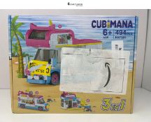 CUBIMANA 3-in-1 Cat Car Building Set, Girls Camper Van & Ice Cream Truck City Bus Building Toys wit