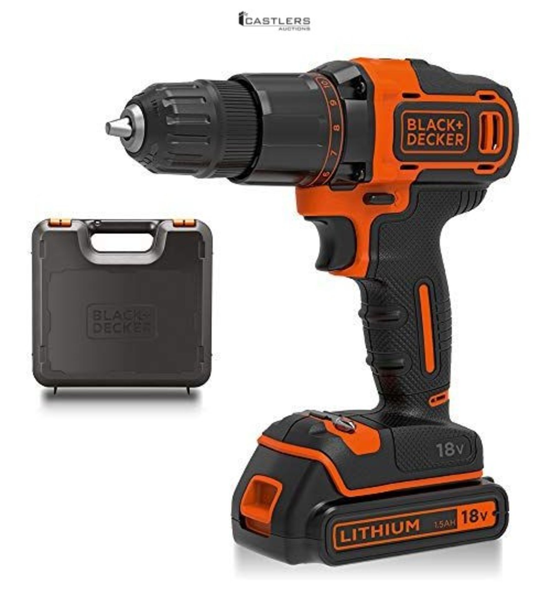 BLACK+DECKER 18V Hammer Drill with Battery, Charger, and Kitbox, BCD700S1K-GB