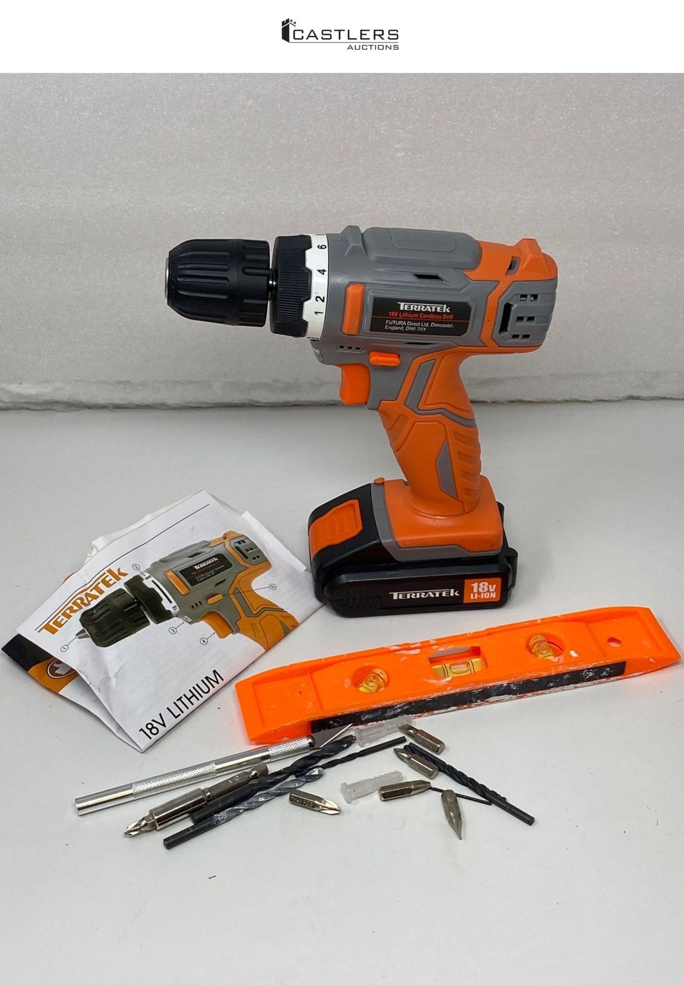 Terratek Cordless Drill Driver 18V Lithium-Ion, 13Pc Electric Screwdriver Set, LED Work Light, Elec