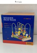Jacootoys Beads Maze Wooden Roller Coaster Activity Learning Game Preschool Educational Toy Gift fo
