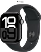 RRP £366.84 - Apple Watch Series 10 GPS 42 mm Smartwatch with Jet Black Aluminium Case with Black S