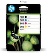 RRP £53.24 - HP 6ZC73AE 903 Original Ink Cartridges, Black/Cyan/Magenta/Yellow, Multipack, 4 Count