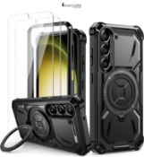 Lanhiem Mobile Phone Case for Samsung Galaxy S23 Plus Case with 2 Pieces Tempered Glass and 360° Ri