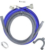 Universal Washing Machine Hose Kit – Extra Long 3.5m Cold Water Inlet Pipe and 2.5m Drain Hose Exte