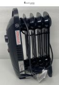 Russell Hobbs 650W Oil Filled Radiator, 5 Fin Portable Electric Heater - Black, Adjustable Thermost