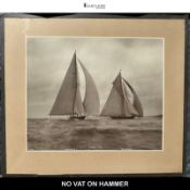 Vintage Framed Photograph of Shamrock V & Britannia, Cowes 1930 (38cmx33cm)