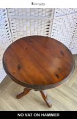 Modern turned wood pedestal occasional table on tripod base