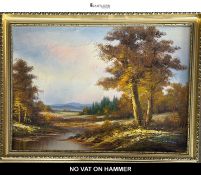 Large Original Oil on Canvas Autumn Landscape Painting, Signed, Framed (51cmx66cm)