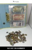 Collection of World Banknotes and coins (Approx. 50+ Notes) Including Canada, Ireland, Australia, C