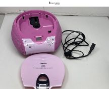 Lenco SCD-24 Stereo FM Radio with CD Player and Telescopic Antenna, Pink